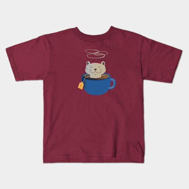Tea Cup Cats Kids T-Shirt by Jumpy